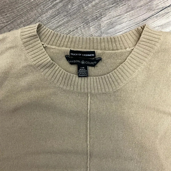 Maison Coupé Size Large Touch Of Cashmere Womens Tan Tunic Sweater Pockets Soft - Picture 3 of 8